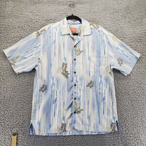 Tommy Bahama Shirt Mens Large Blue Multicolor Floral Lightweight Silk Button-Up